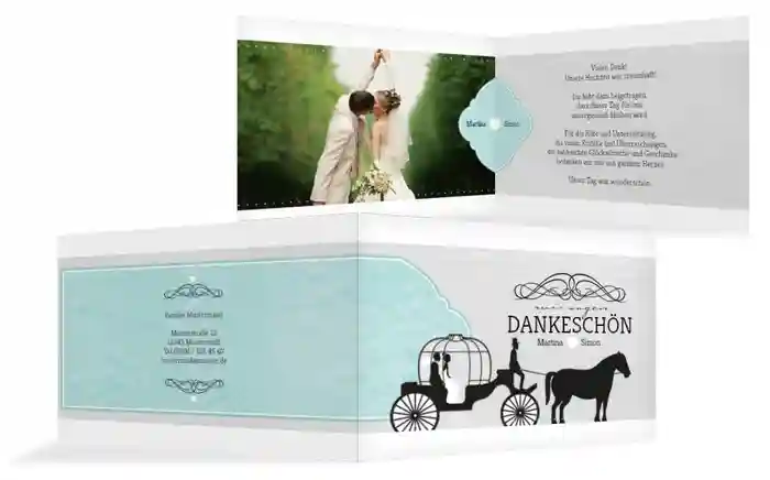 Hochzeit Danksagung Kutsche