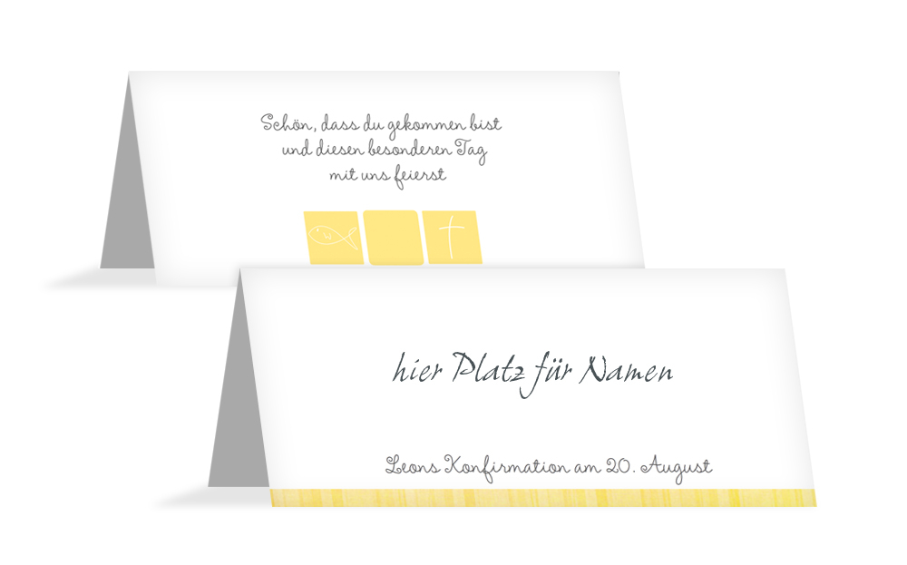 Tischkarte Konfirmation White