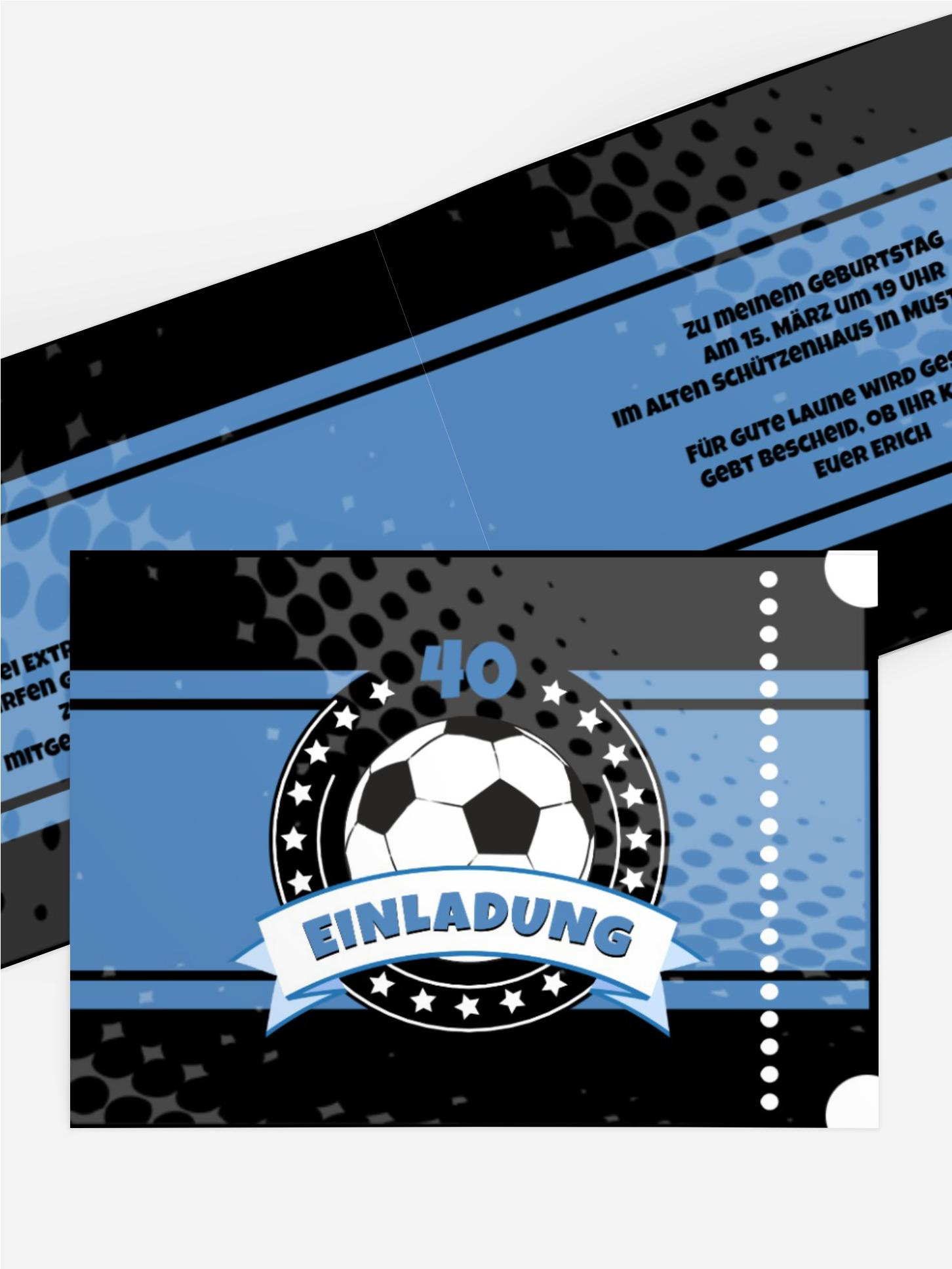 Geburtstag Einladungskarte Fussballstar 40