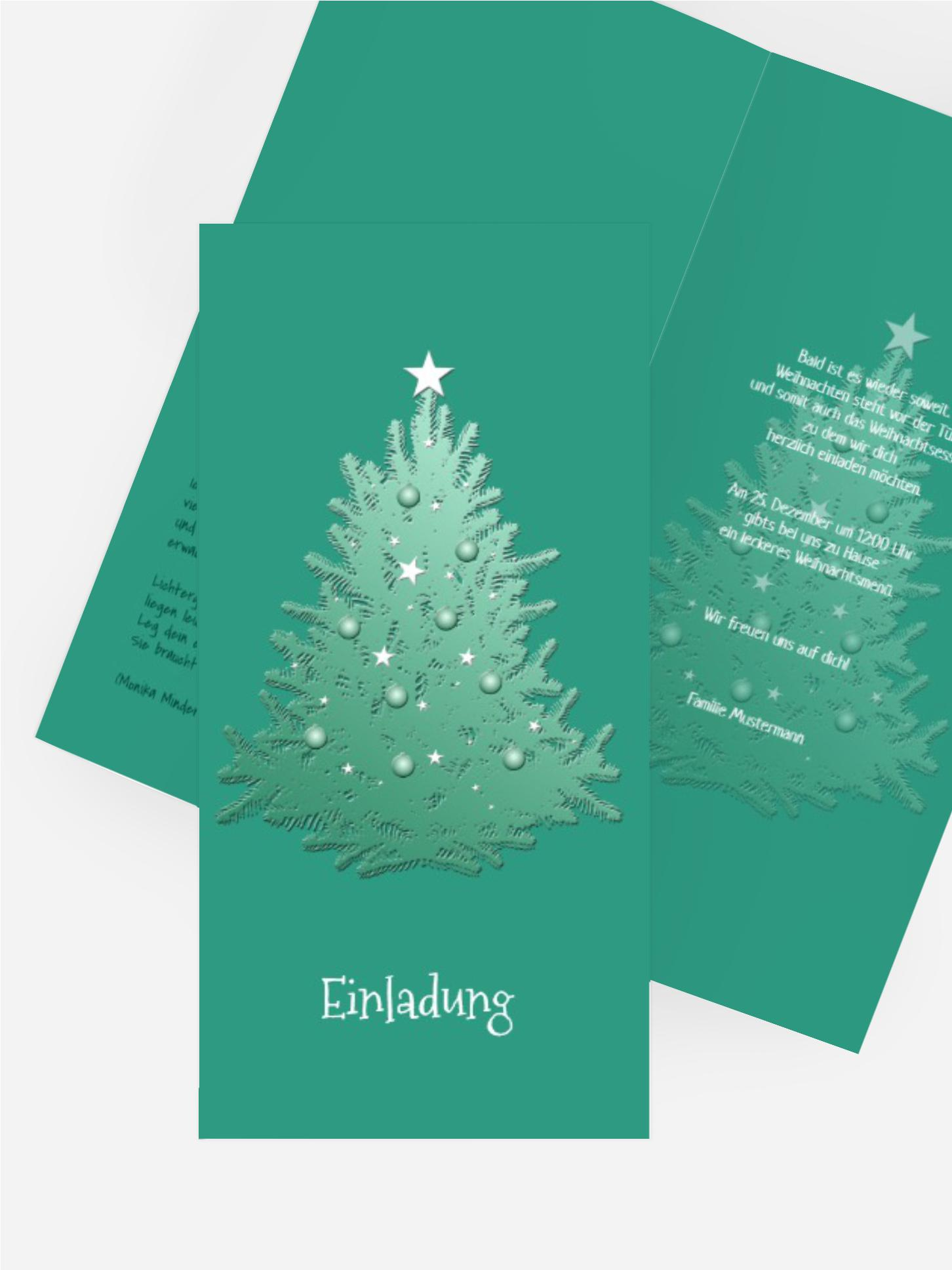 Weihnachtseinladung Privat geschmückter Baum