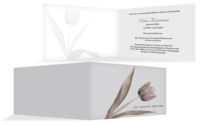 Trauerkarte Tulpe quer