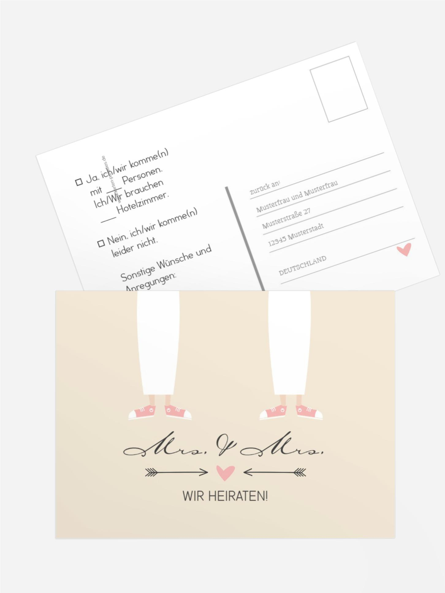 Antwortkarte zur Hochzeit Pärchen - Frauen