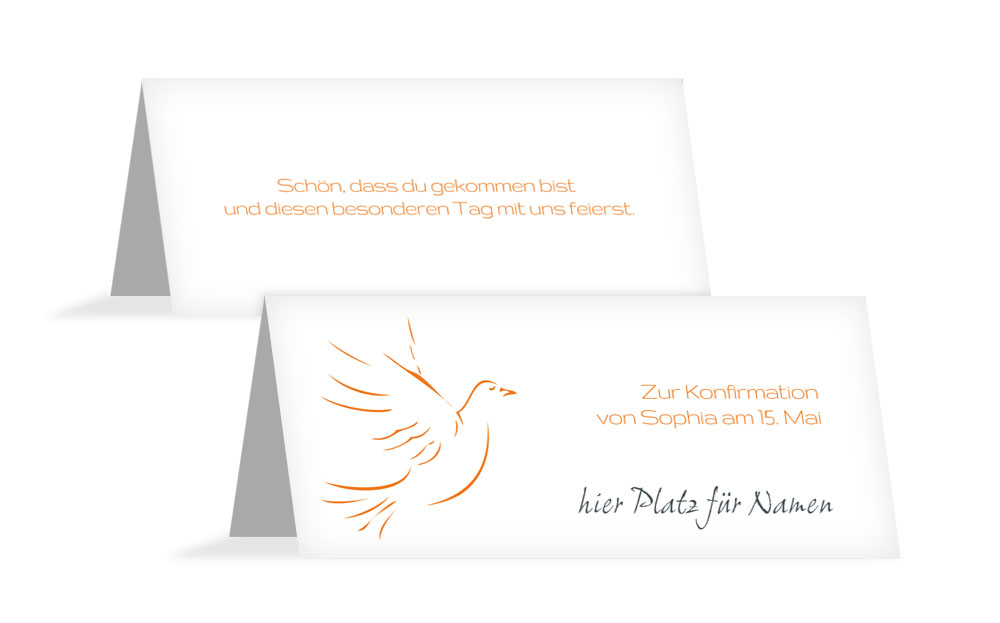 Tischkarte Konfirmation Pigeon
