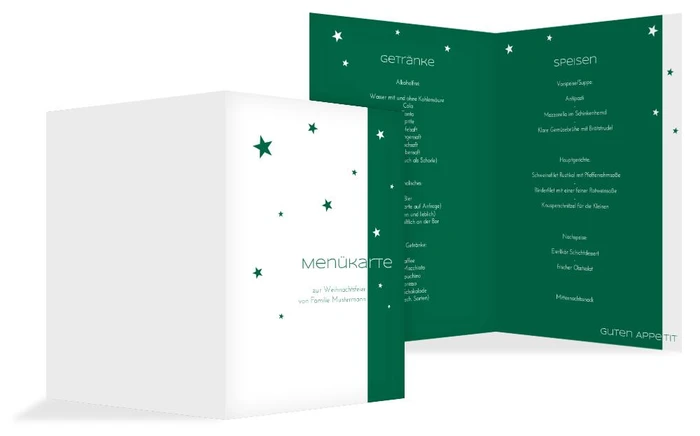 Menükarte zur Weihnachtsfeier Classic Stars Menükarte zur Weihnachtsfeier Classic Stars