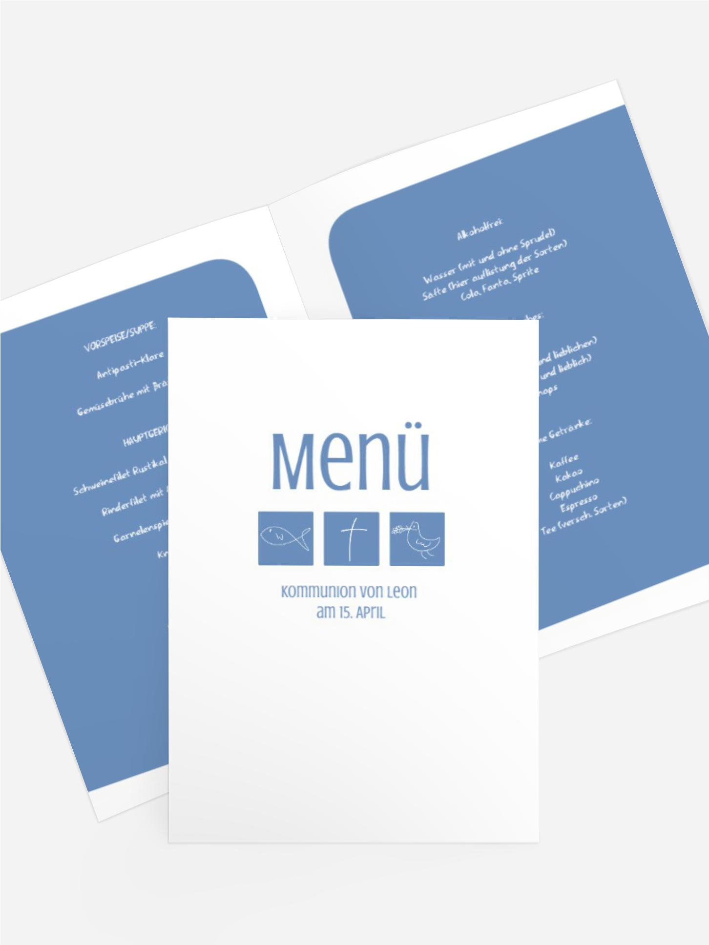 Menükarte Kommunion Triple