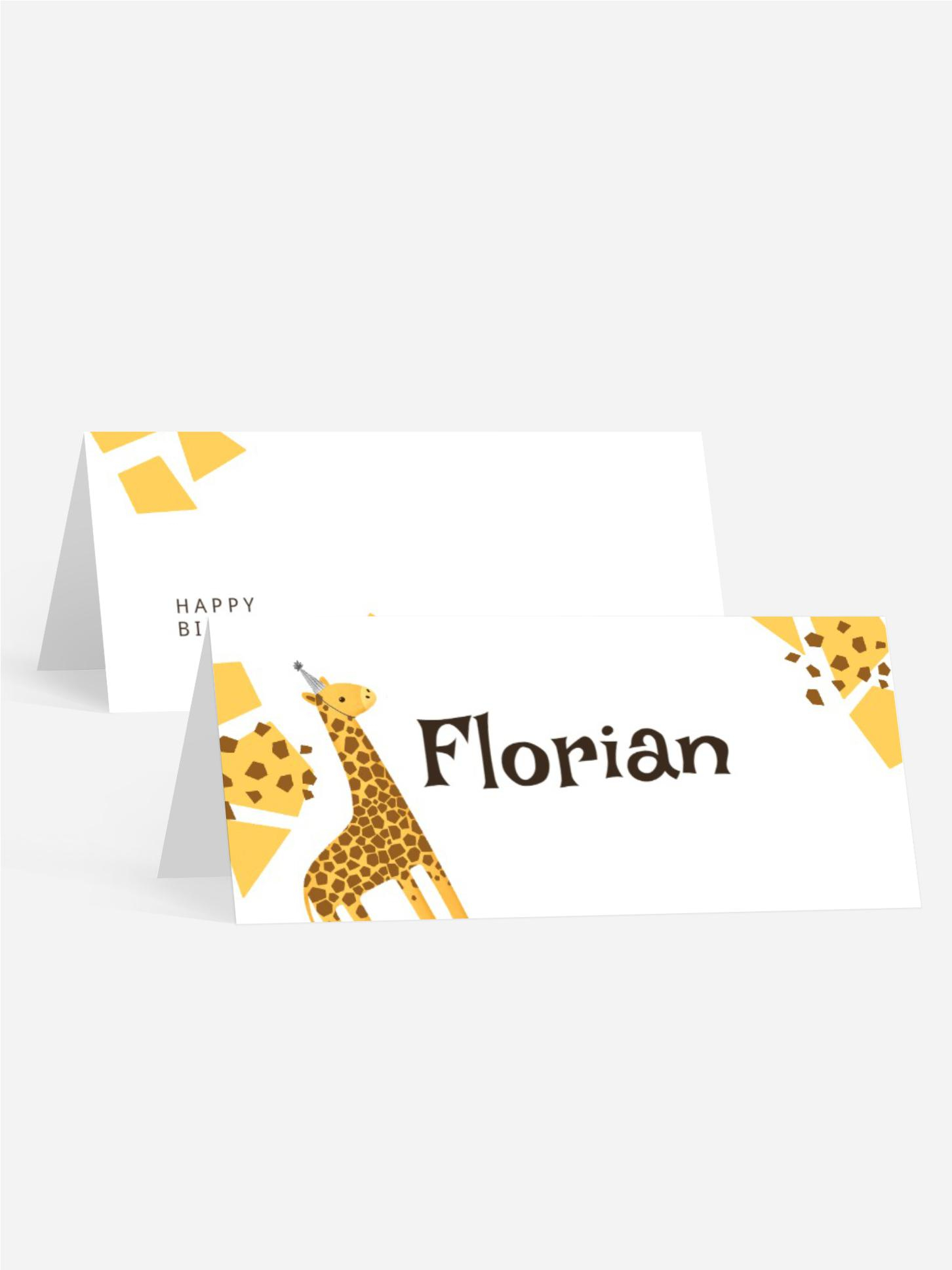 Tischkarte Kindergeburtstag Giraffeparty
