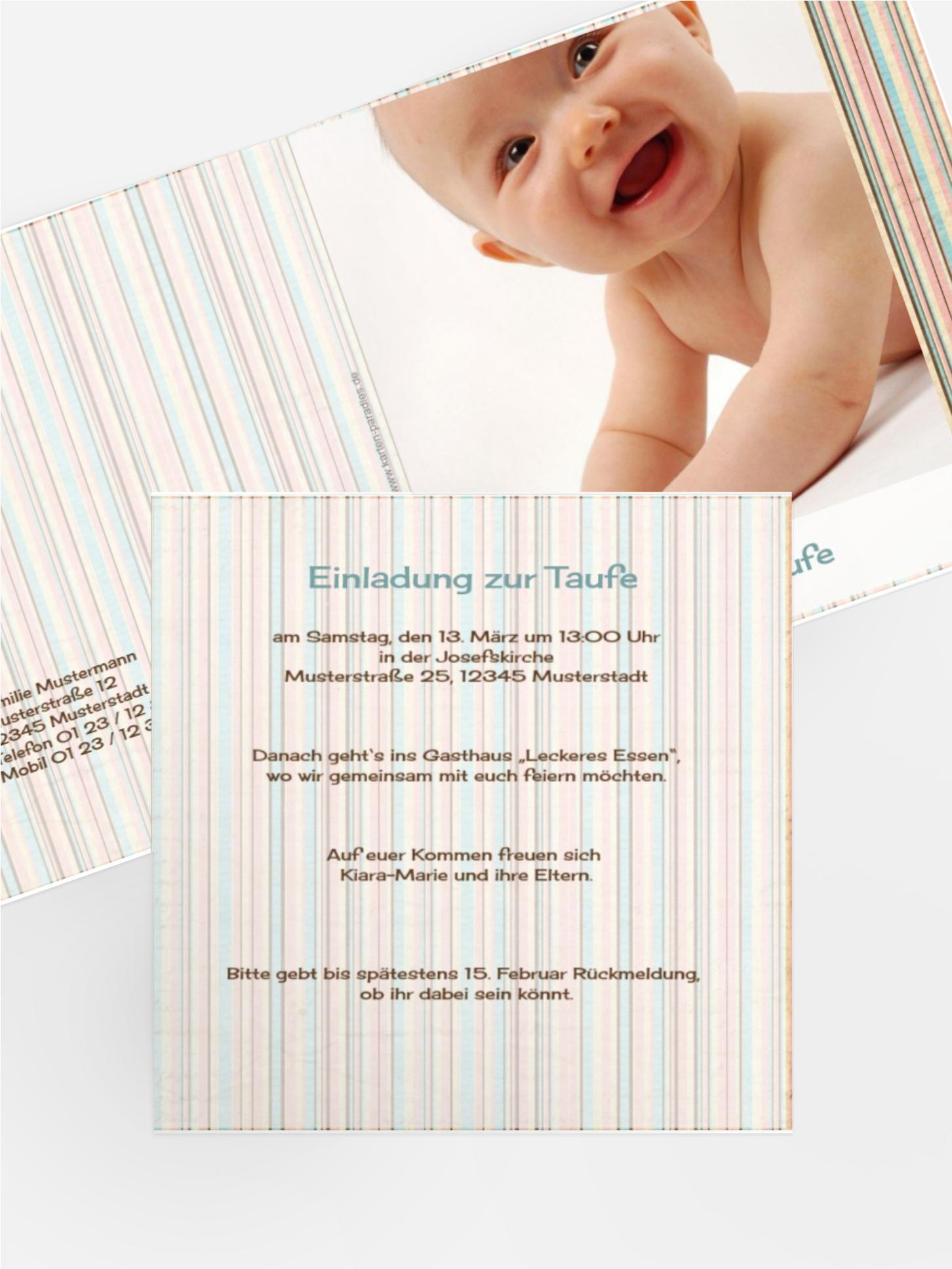 Taufe Einladung zarter Farbklang