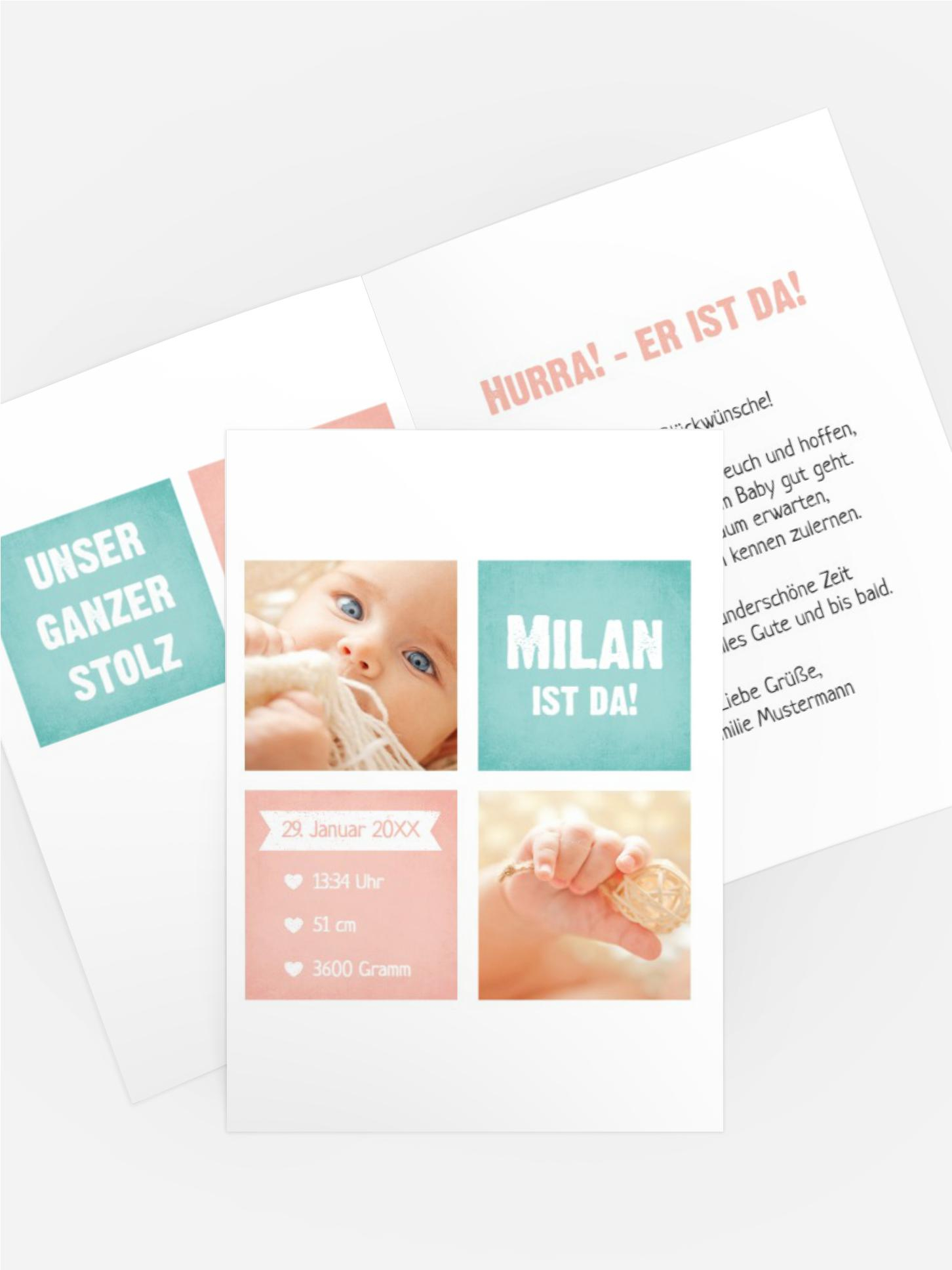 Glückwunschkarte zur Geburt Stolz