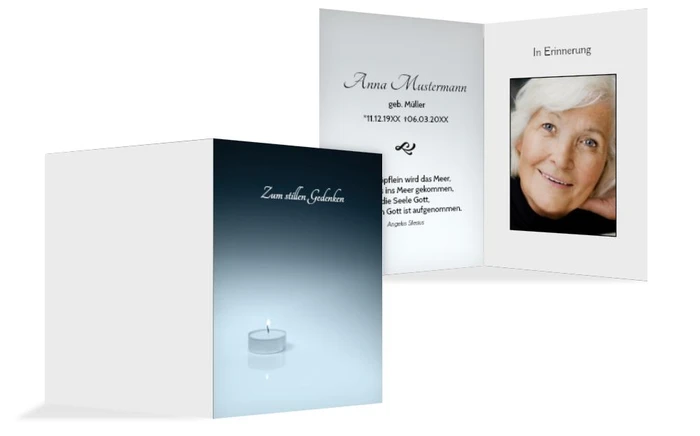 Sterbebildkarte Teelicht
