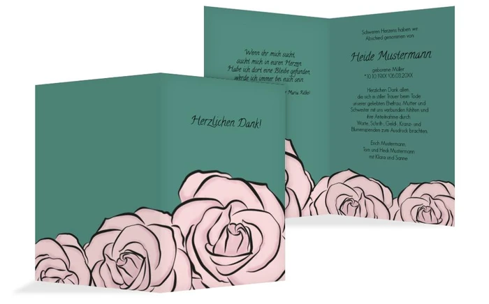 Dankeskarte Rosen hoch