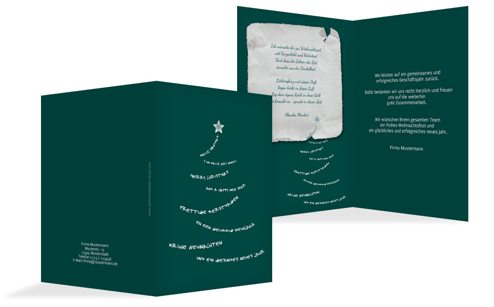Grußkarte zu Weihnachten Geschäftlich Schriftbaum Grußkarte zu Weihnachten Geschäftlich Schriftbaum