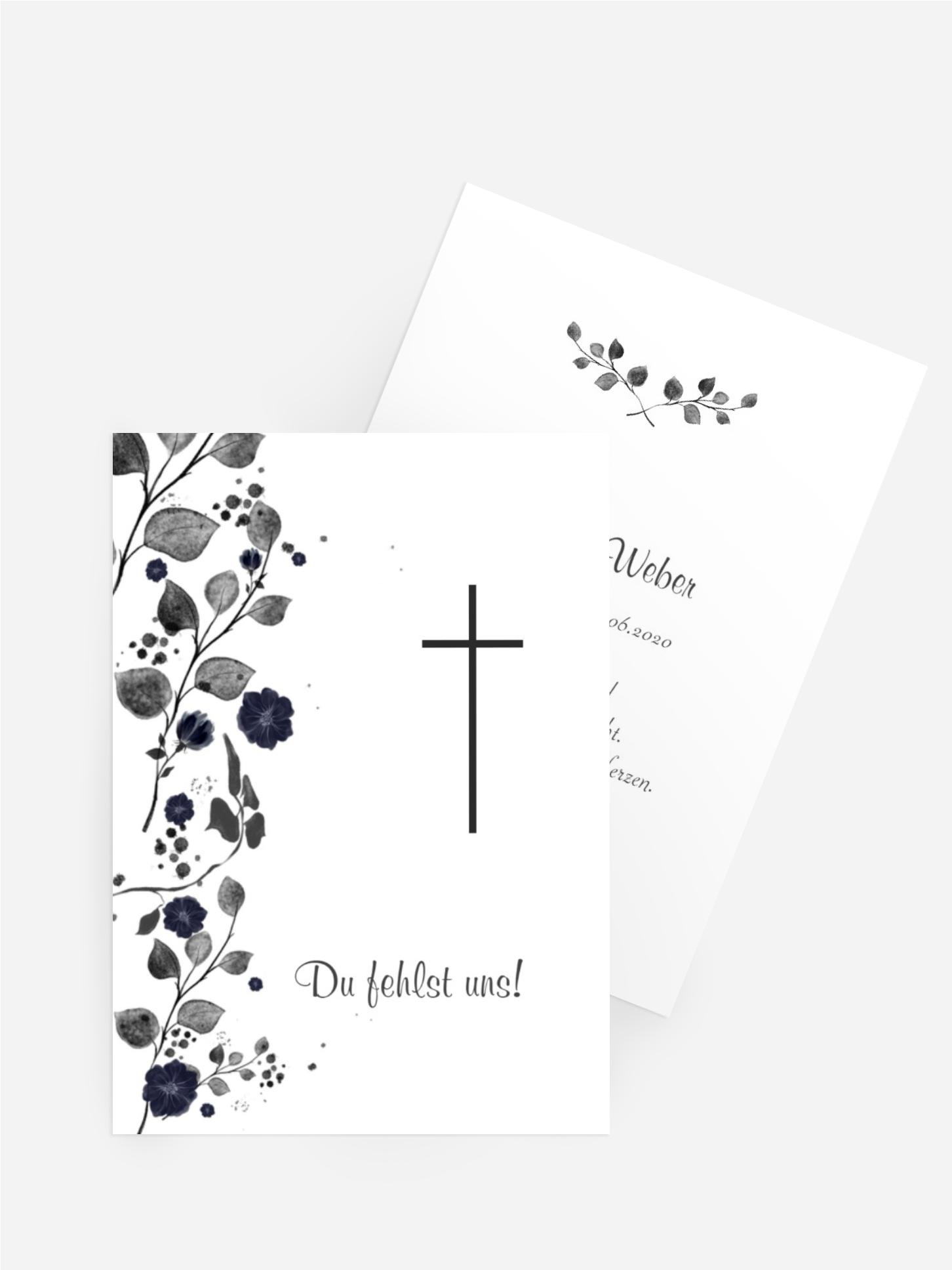 Sterbebildkarte Schlichte Blumenpracht