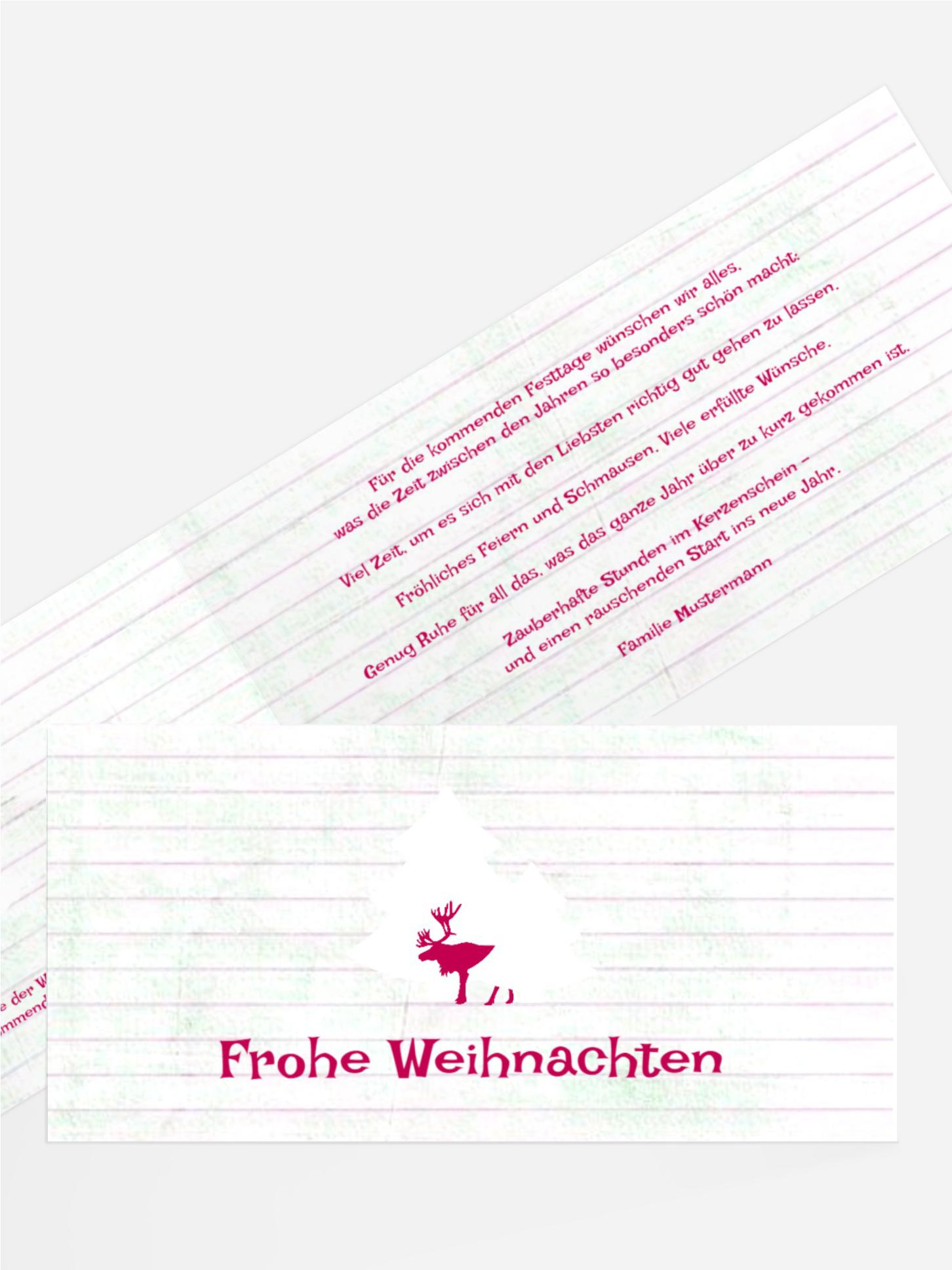 Grußkarte Weihnachten Privat Elchenwald