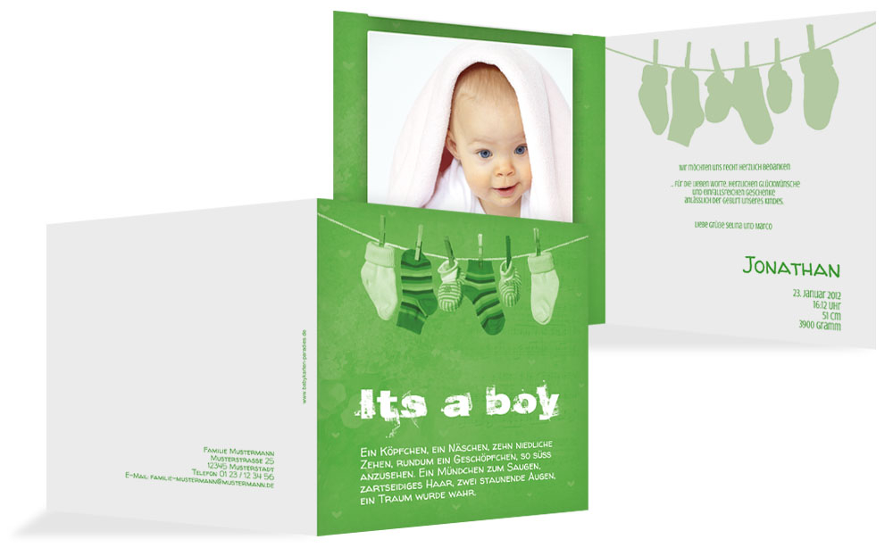 Dankeskarte zur Geburt It's a boy