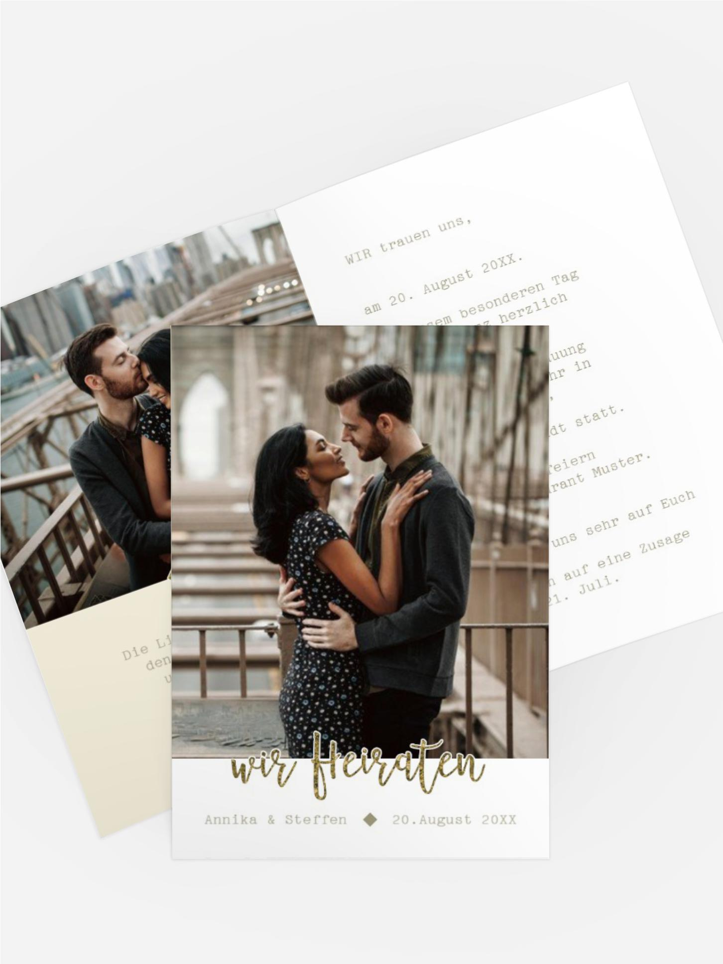 Hochzeitseinladung Glitzerschrift