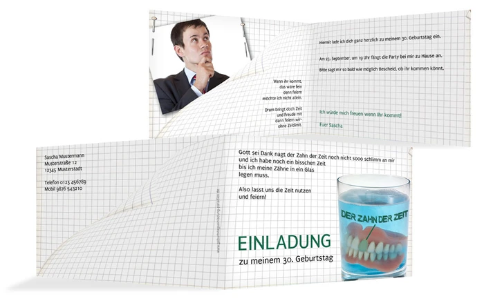 Einladungskarte Geburtstag Der Zahn der Zeit