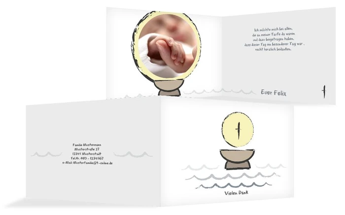 Dankeskarte Taufe Taufbecken Dankeskarte Taufe Taufbecken