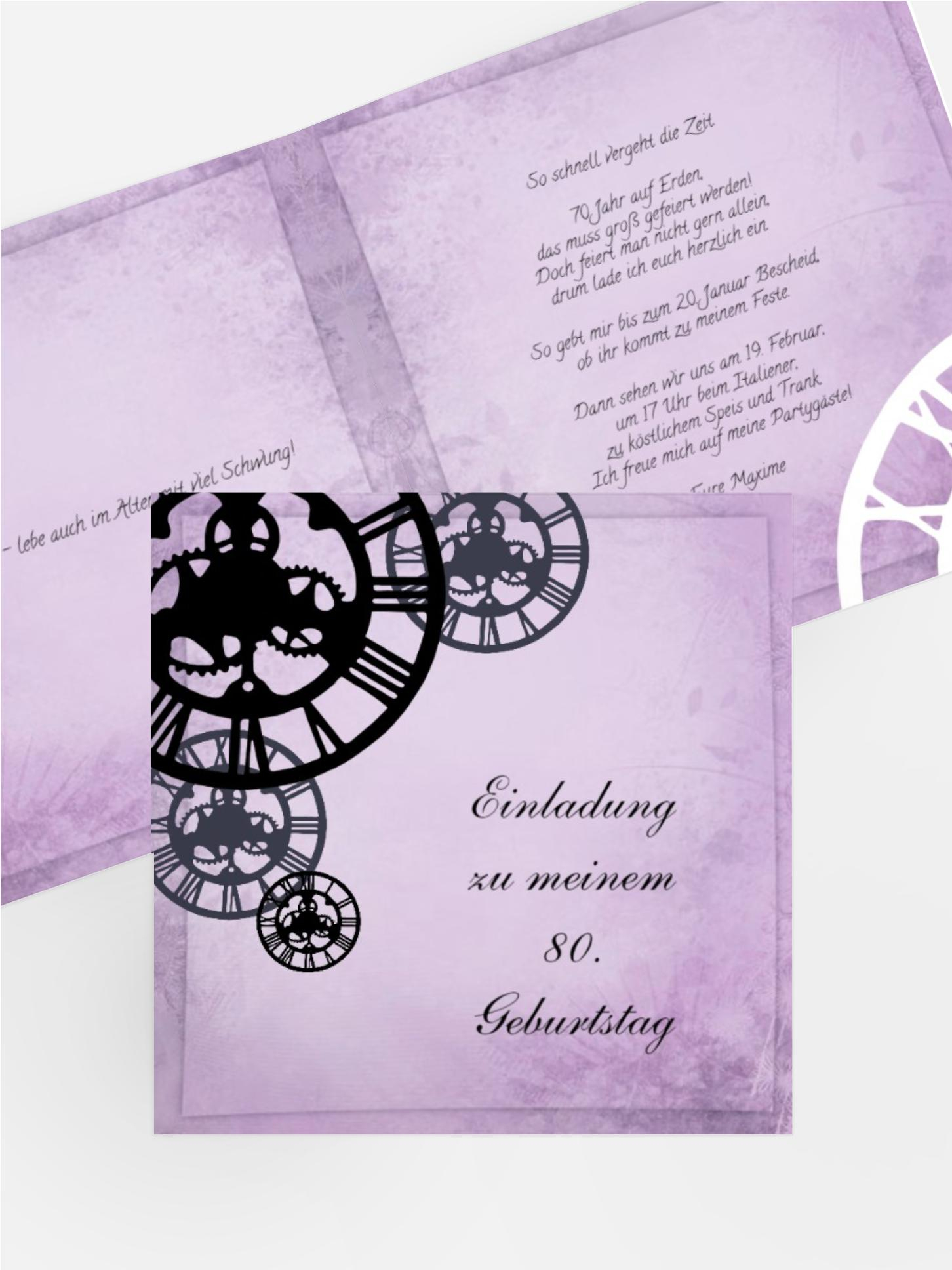 Einladung zum Geburtstag Schöne Zeit 80