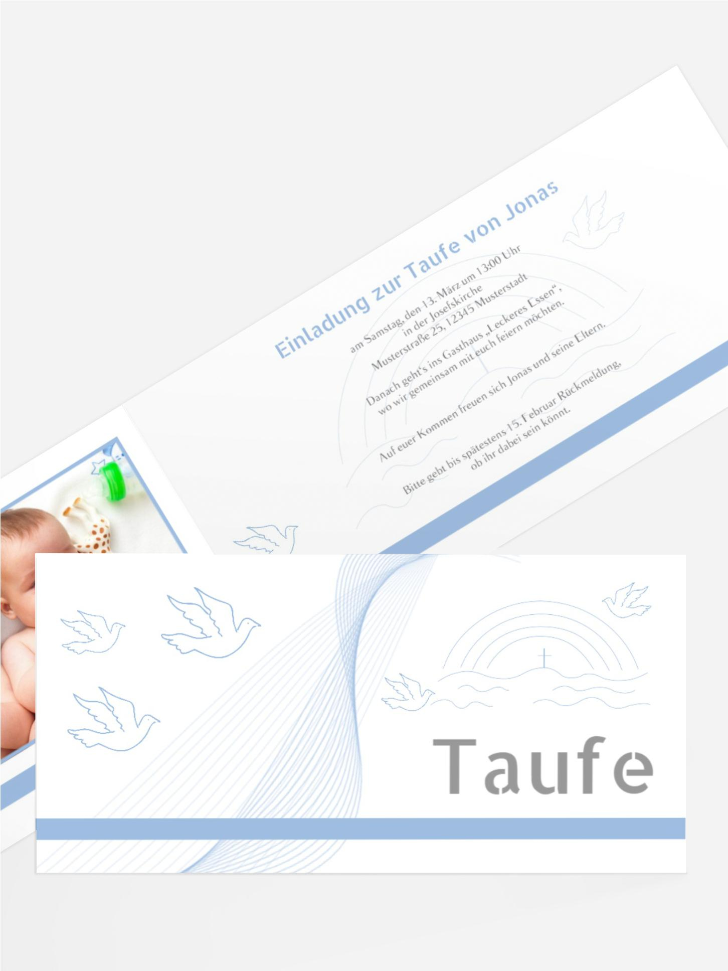 Taufe Einladungskarte Taube