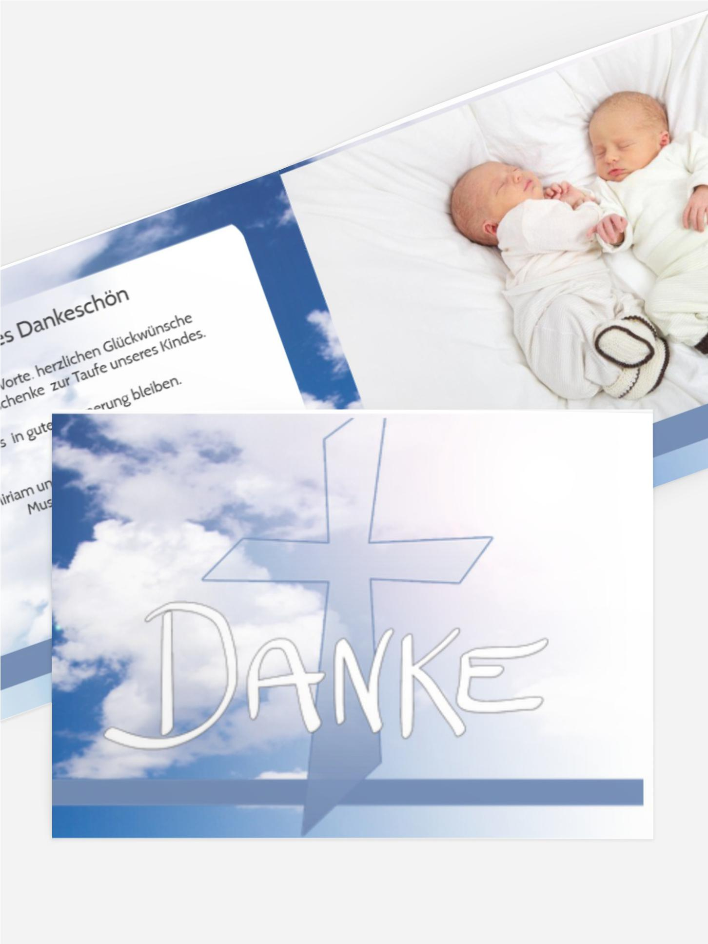 Dankeskarte Taufe Himmelskreuz Dankeskarte Taufe Himmelskreuz
