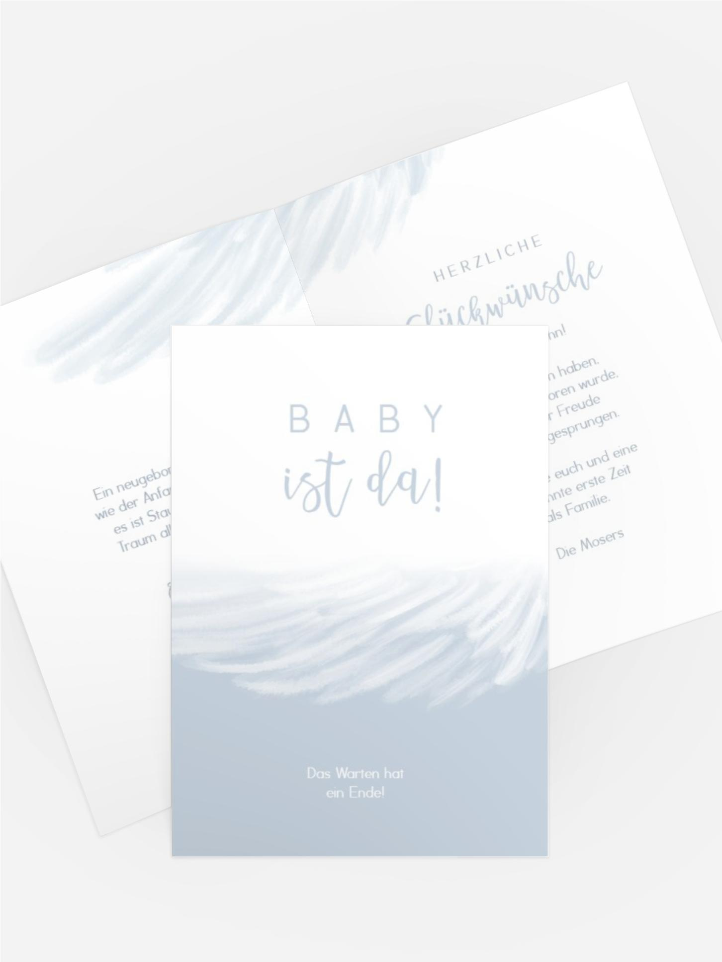 Glückwunschkarte zur Geburt Engelsgleich