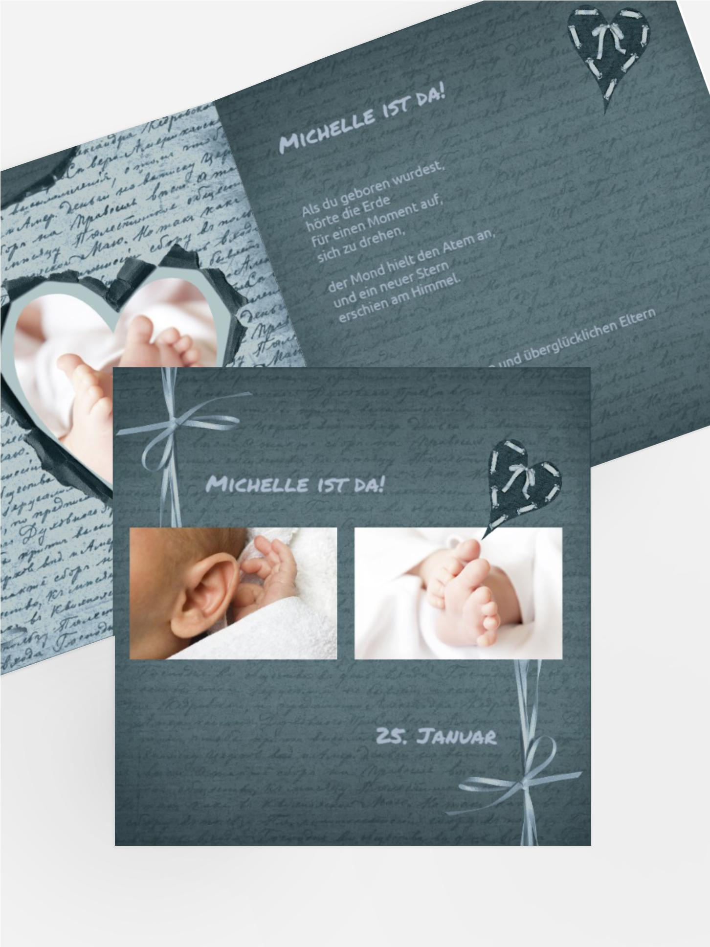 Babykarte Gedicht mit Herz Babykarte Gedicht mit Herz