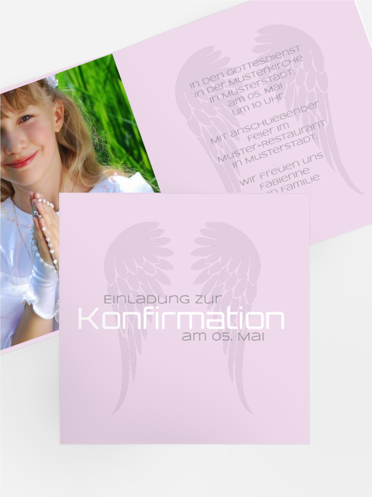 Konfirmationseinladung Schutzengel Konfirmationseinladung Schutzengel