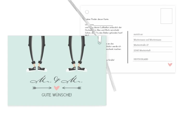 Ballonkarte zur Hochzeit Pärchen - Männer