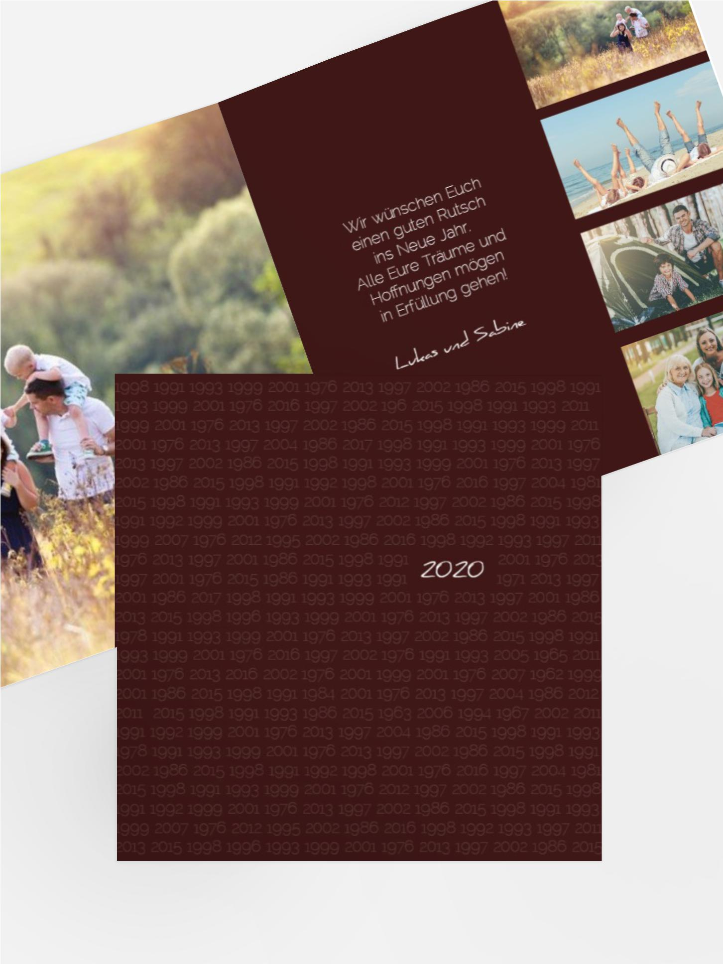 Neujahrskarte Zahlenspiel