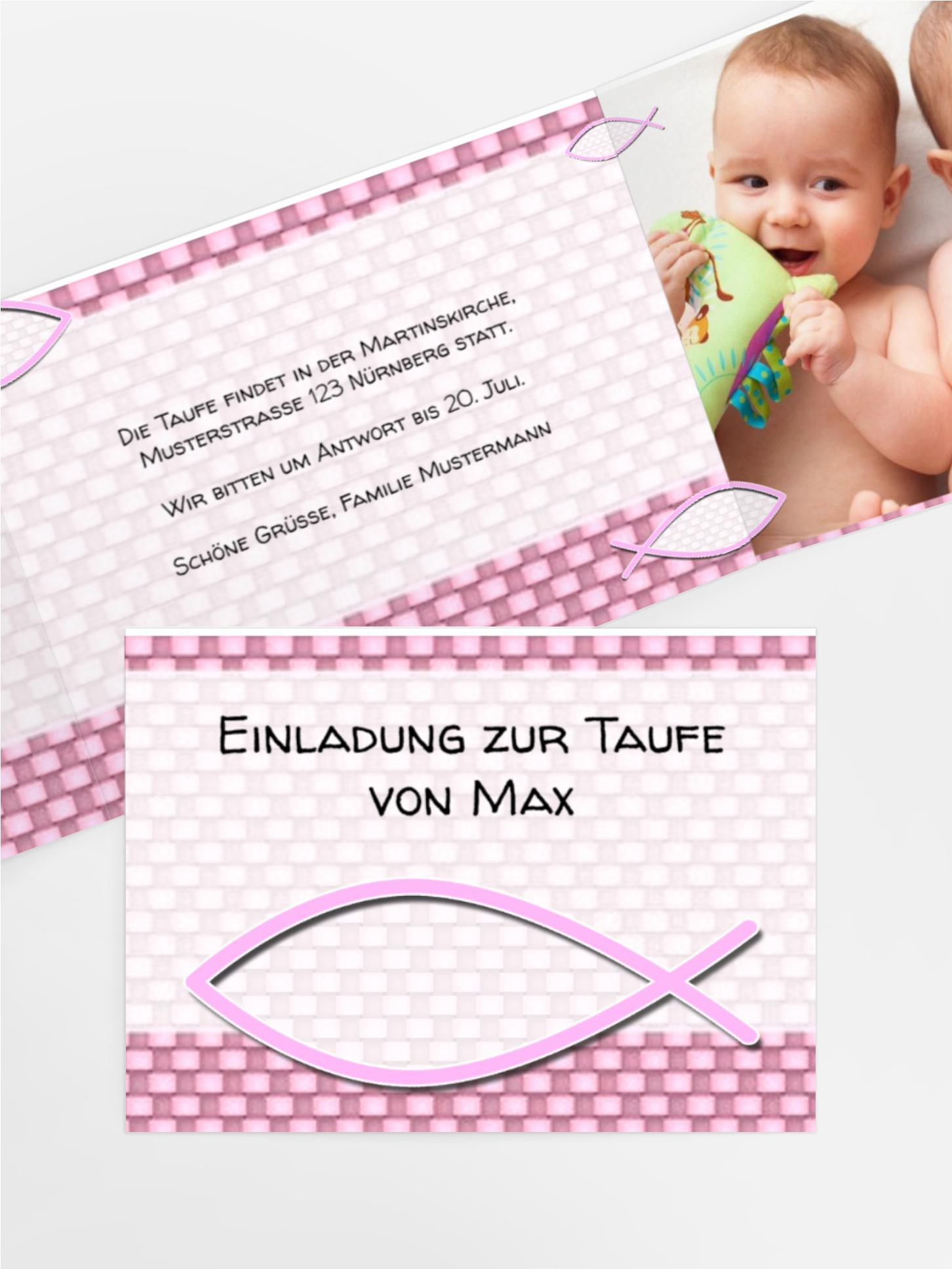 Einladungskarte Taufe Jesusfisch