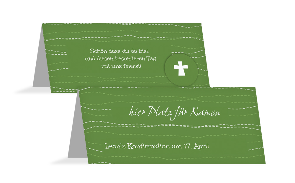 Tischkarte Konfirmation Wellen Kreuz