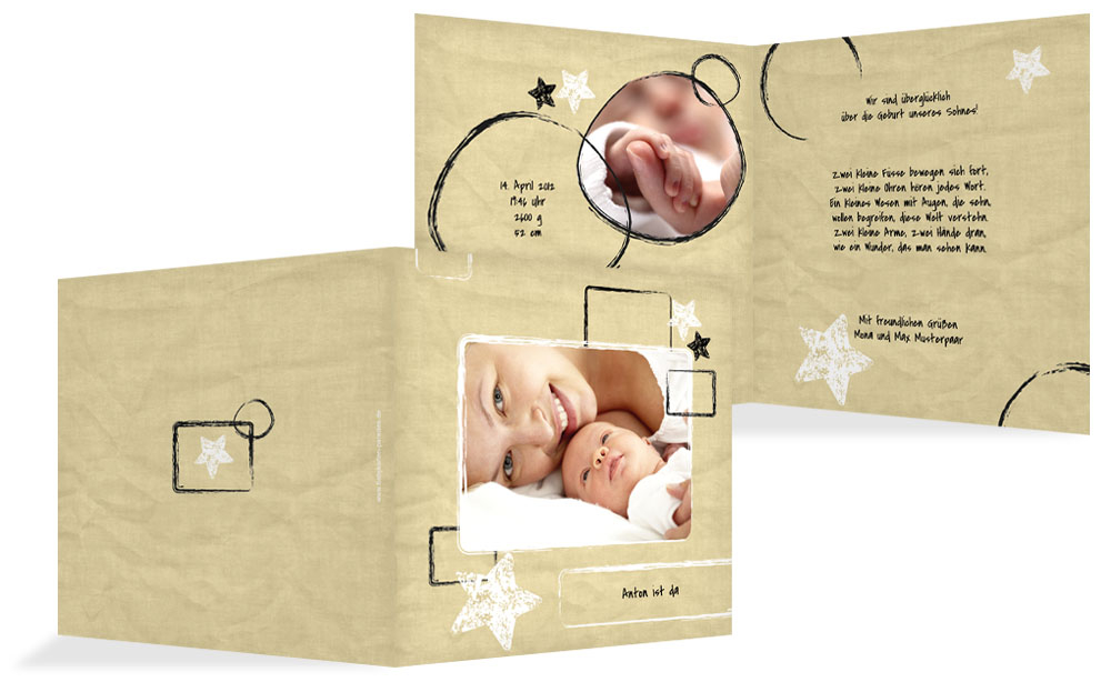 Babykarte Kreidepapier