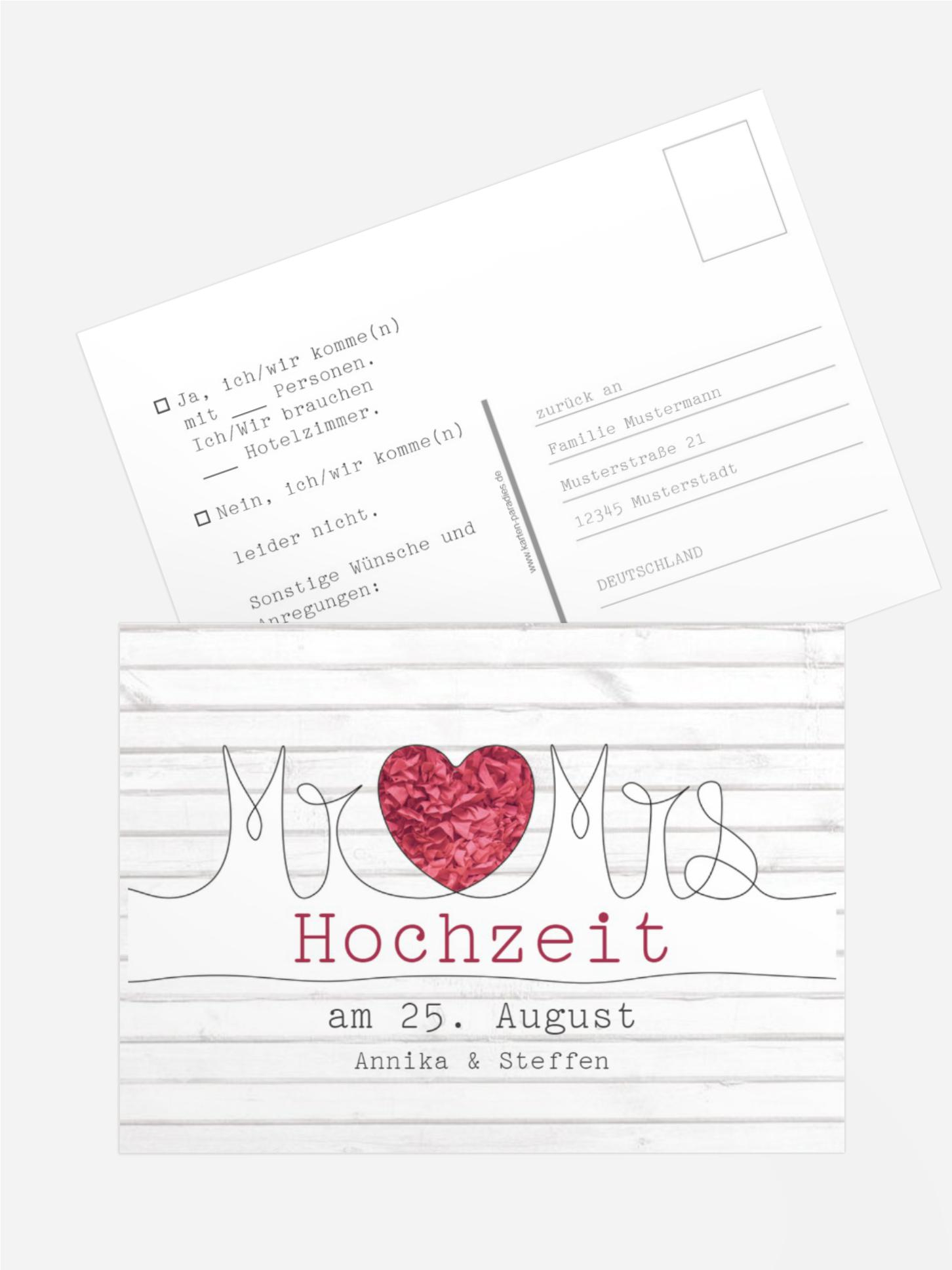 Antwortkarte zur Hochzeit Mr&Mrs