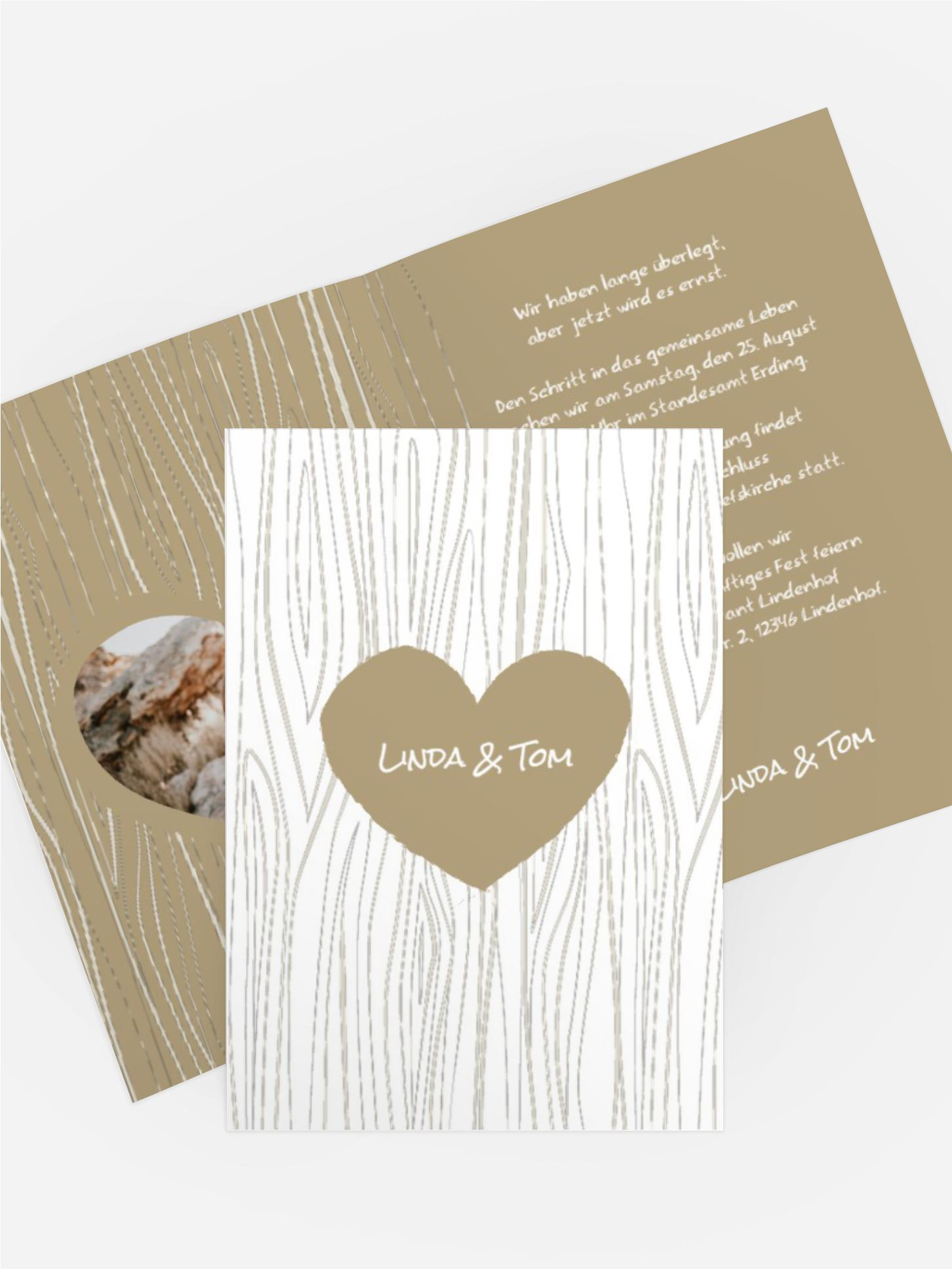Hochzeits Einladungskarte heart bark