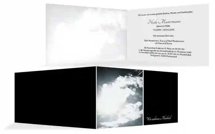 Trauerkarte Wolkenhimmel quer Trauerkarte Wolkenhimmel quer