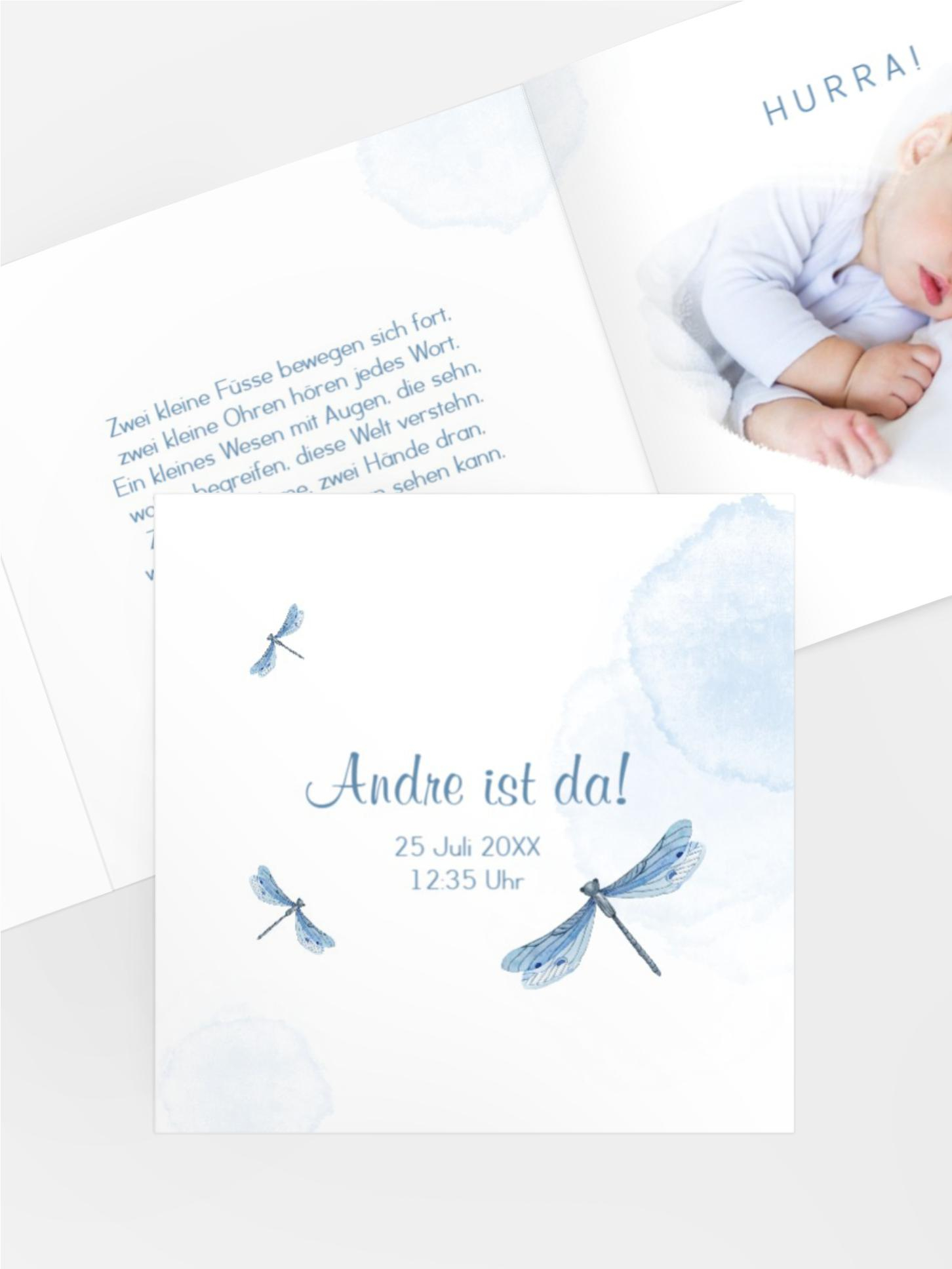 Geburtskarte Libellentanz
