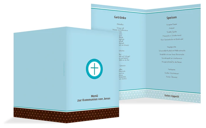 Kommunion Menükarte Kreuzhostie