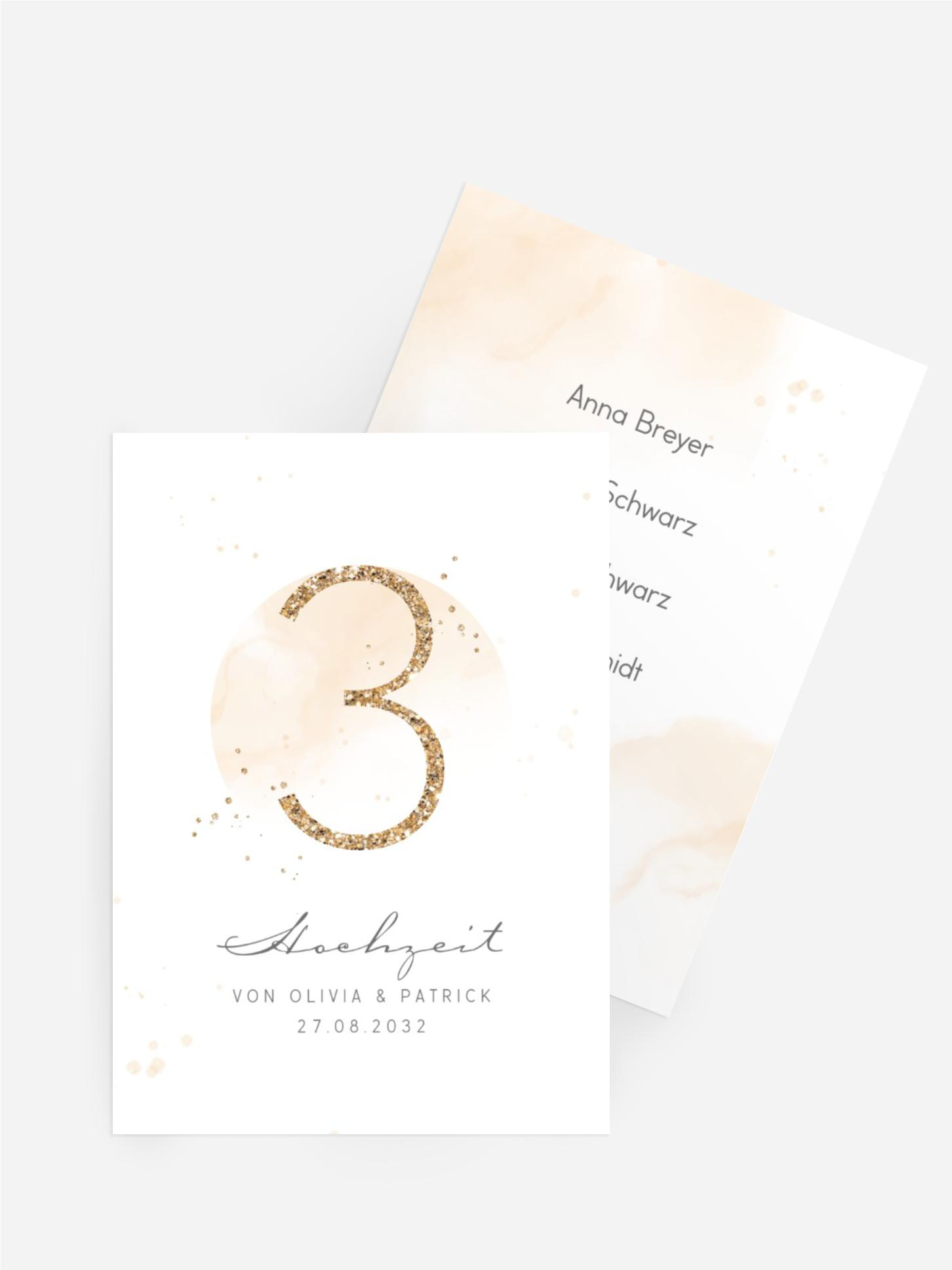 Tischnummer Hochzeit Sanfter Nebel