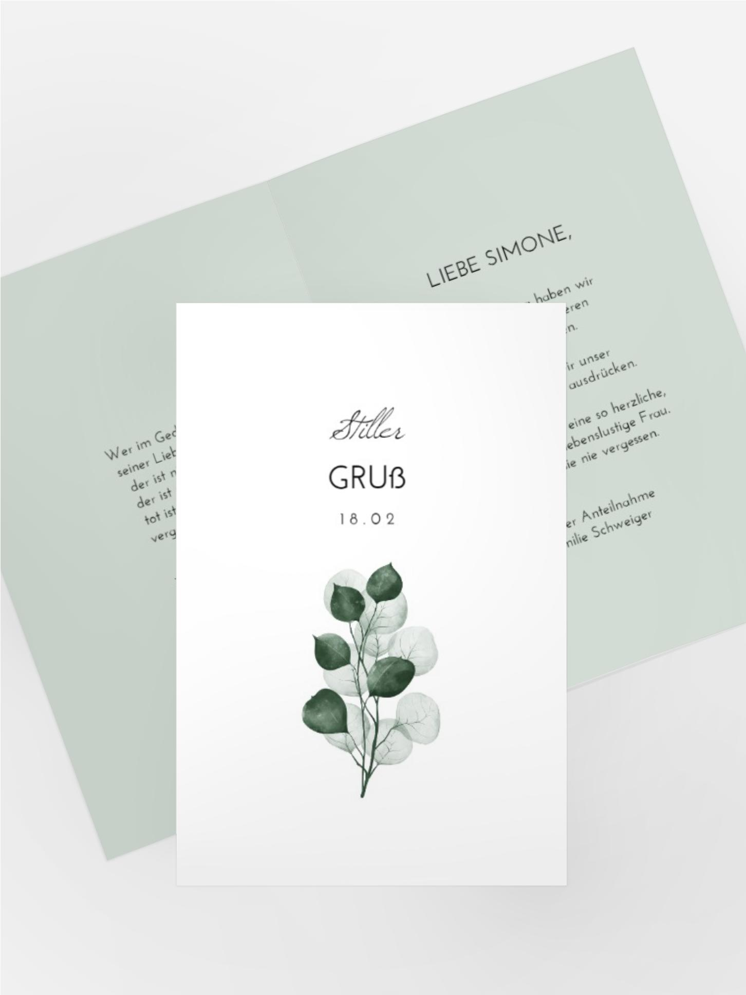 Kondolenzkarte Eukalyptus-Kranz