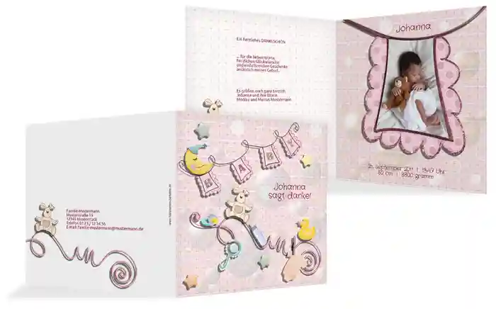 Geburt Dankeskarte Babyelements
