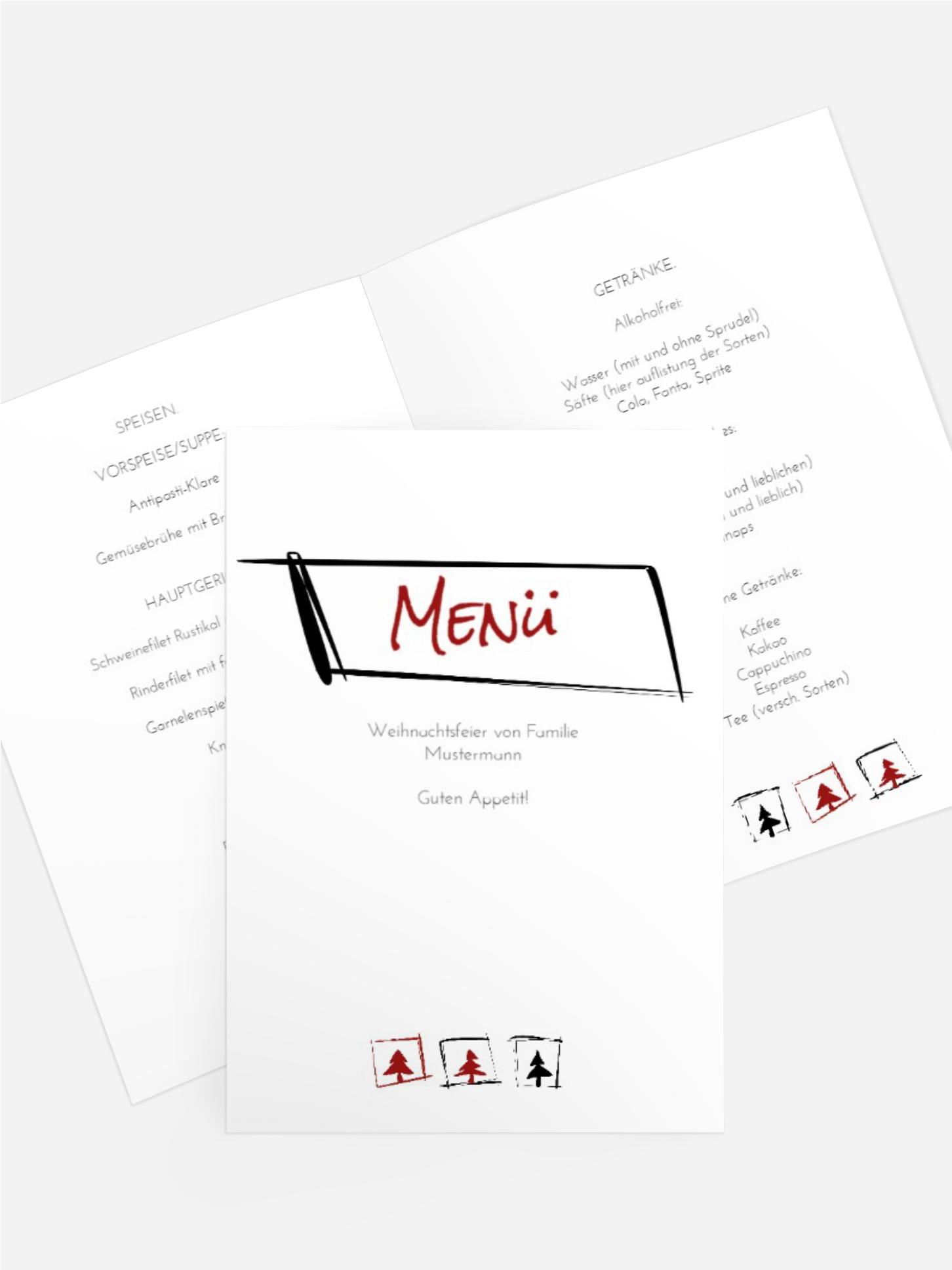 Weihnachts Menükarte Bäumchenbild