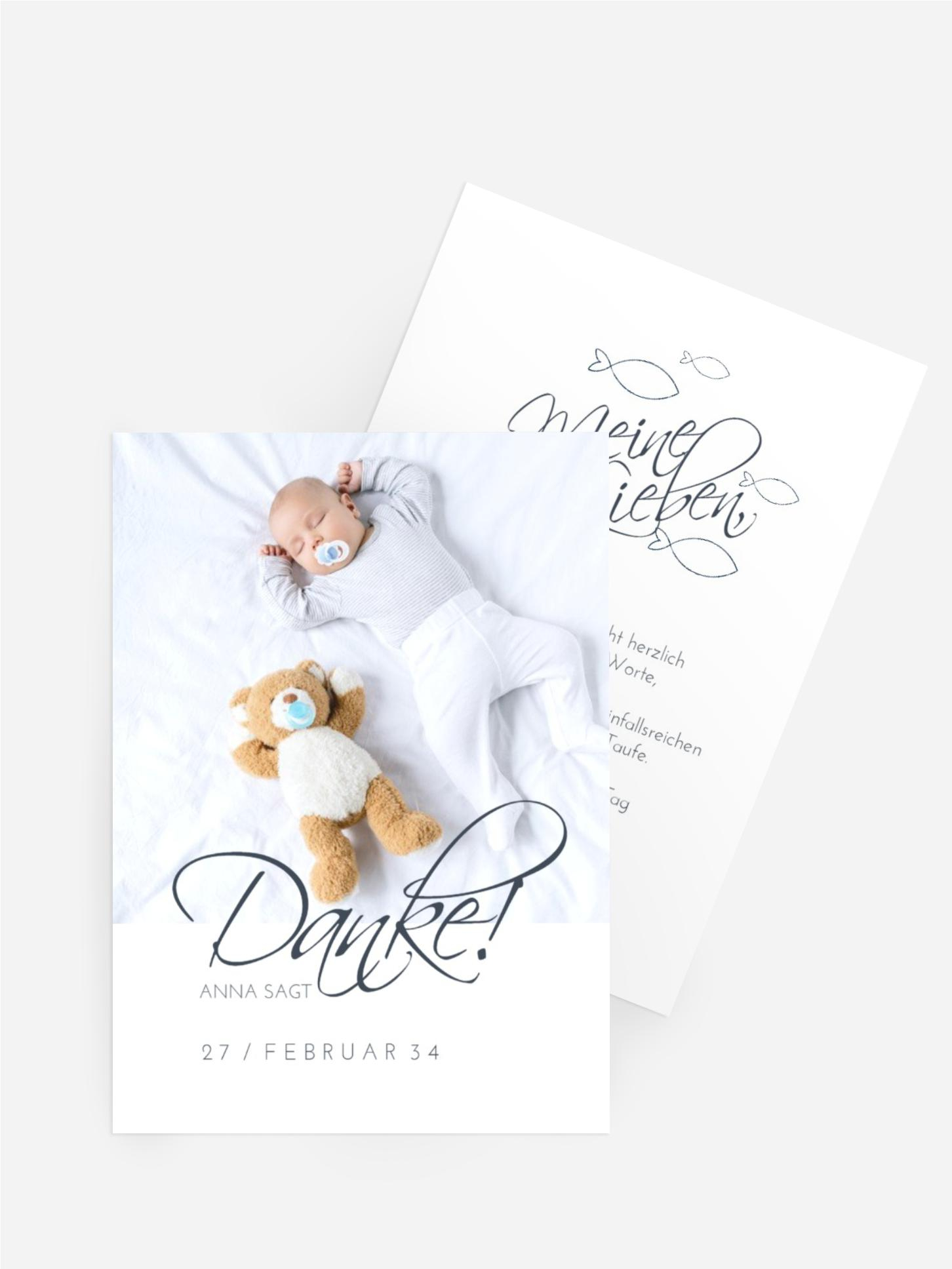 Dankeskarte Taufe Foto Akzent