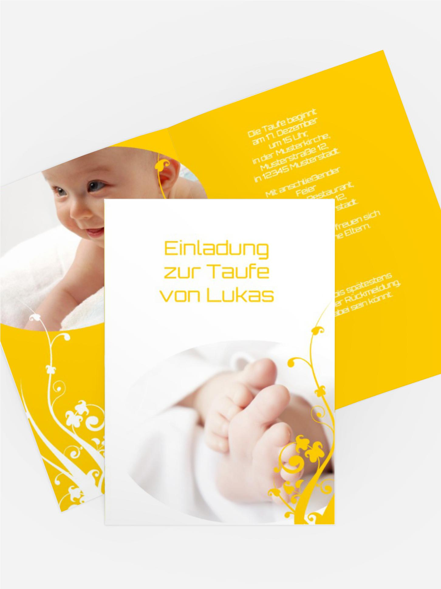 Einladungskarte Taufe Florale Schnörkel