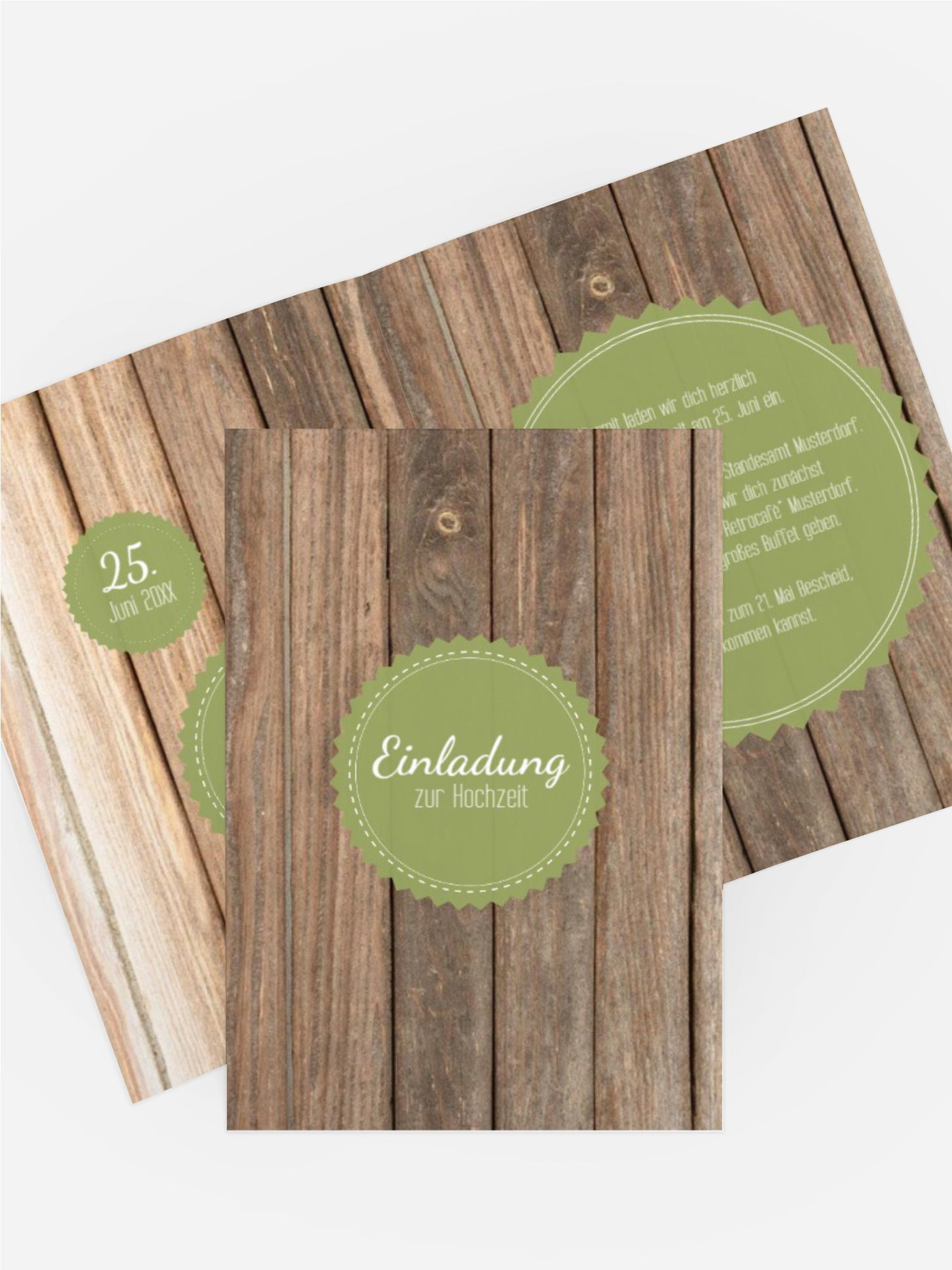 Hochzeitseinladung Vintage Holz 2