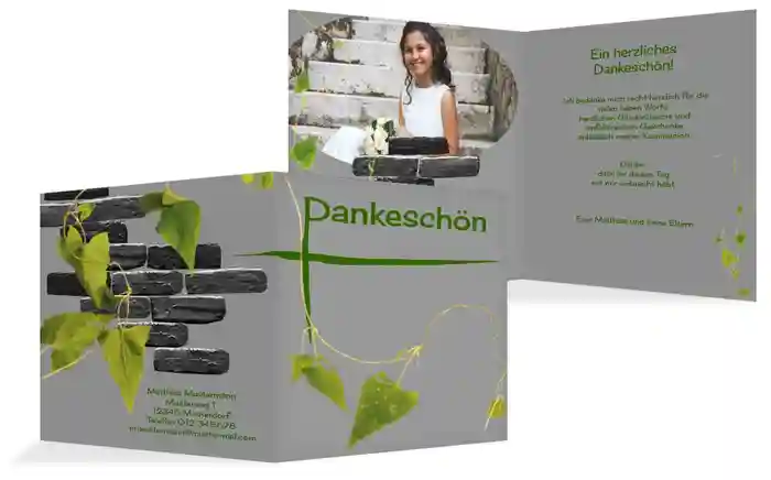 Dankeskarte Kommunion Efeu Dankeskarte Kommunion Efeu