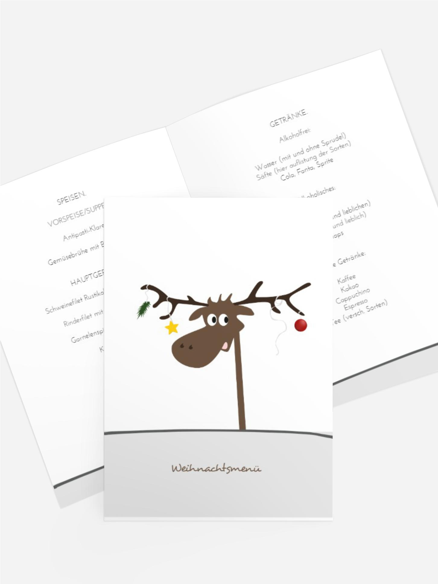 Weihnachts Menükarte Elch
