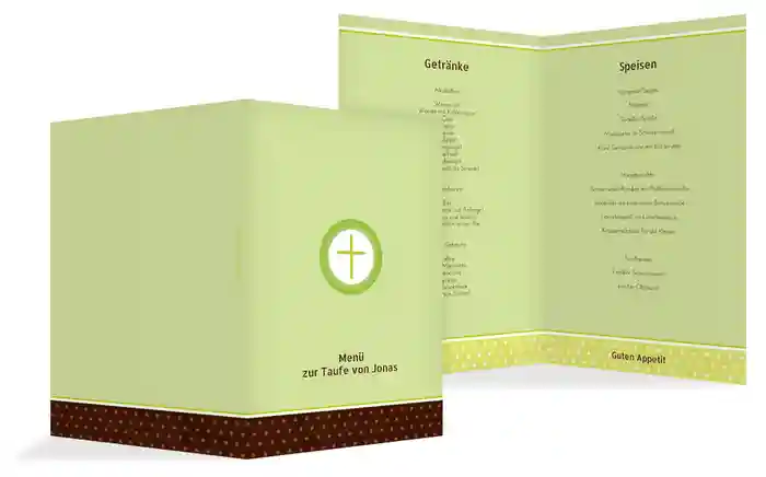 Taufe Menükarte Kreuzhostie
