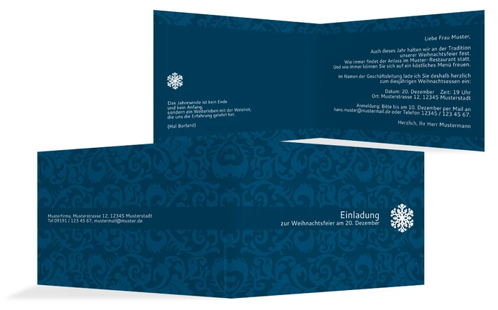 Weihnachtskarte Einladung Geschäft Flocke