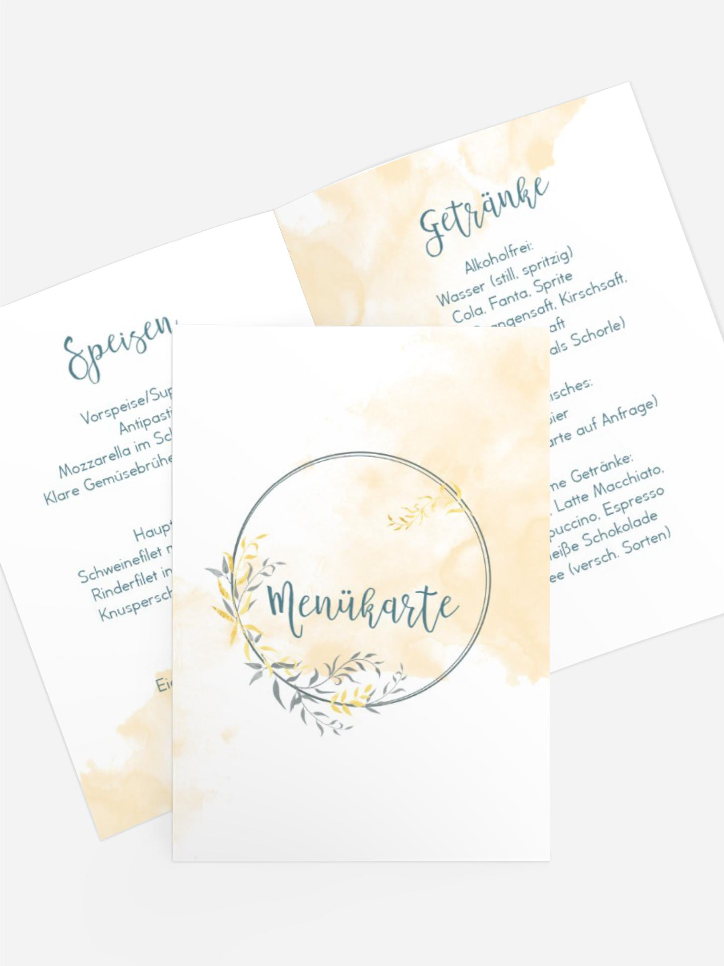 Menükarte Kommunion Blattkreis