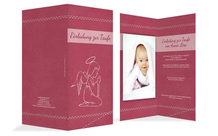 Einladungskarte zur Taufe Engel